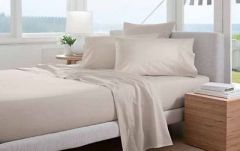 Pair of Sheridan Percale 300TC Cotton Standard Pillow Cases Putty
