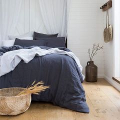 Bambury French Linen Quilt Cover Set Charcoal Double
