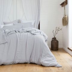 Bambury French Linen Quilt Cover Set Silver Double