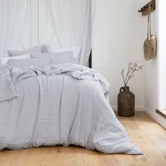 Bambury French Linen Quilt Cover Set Silver Queen
