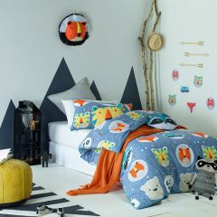 Kids Boys Funny Faces Quilt Cover Set