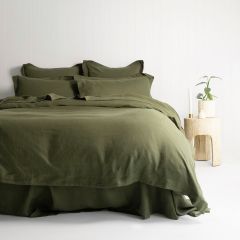 Bambury Luxe Belgian Linen Tailored Quilt Cover Set-Olive