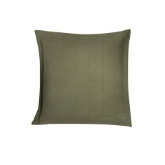 Bambury Luxe Belgian Linen Quilted European Pillow Sham -Olive