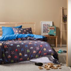 Logan and Mason Space Invaders Kids Quilt Cover Set Multi