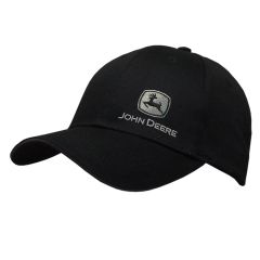 John Deere LP67233-JD Trademark Offset Embroidered Logo Twill Cap-Black