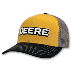 John Deere LP87127-DEERE Embossed Mesh Back Trucker Cap - Yellow