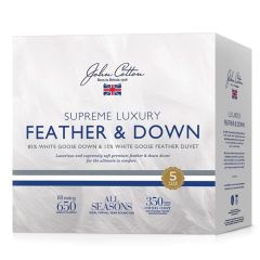 John Cotton Supreme Luxury 85% White Goose Down & Feather Quilt SINGLE