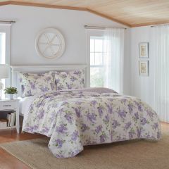 Laura Ashley Keighley Printed Coverlet Set -Lilac