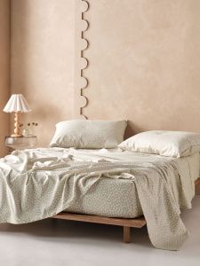 Linen House Abbi Oatmeal Flannelette Sheet Set