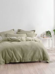 Linen House Deluxe Waffle Eucalyptus Quilt Cover Set