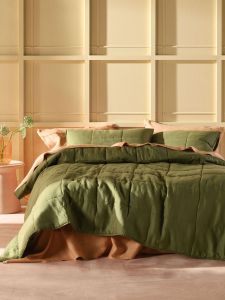 Linen House Nimes Moss Linen Coverlet