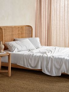 Linen House Nara White Bamboo Cotton 400TC Sheet Set