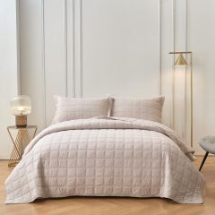 Classic Quilts Embroidered Sandy Taupe Coverlet Set
