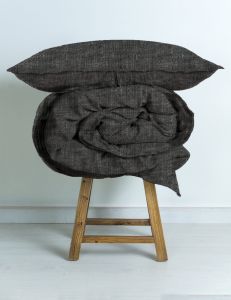 M Home French Linen Quilt Cover Grey Marle Yarn Dye Double Stitch