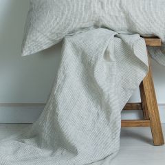 M Home French Linen Fitted Sheet Fine Stripe
