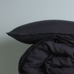 M Home French Linen Charcoal Double Stitch Standard Pillowcase Pair