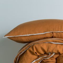 M Home French Linen Cinnamon with Candy Grey Stripe Trim Standard Pillowcase Pair