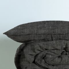 M Home French Linen Grey Marle Double Stitch Standard Pillowcase Pair