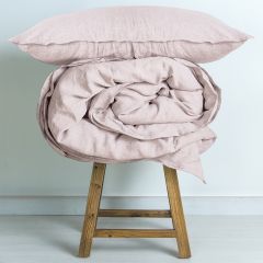M Home French Linen Quilt Cover Blush Double Stitch