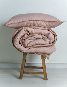 M Home French Linen Quilt Cover Woodrose with Cinnamon Trim