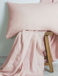 M Home French Linen Quilt Cover Blush Double Stitch