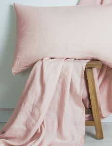M Home French Linen Blush Double Stitch Standard Pillowcase Pair