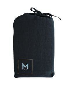 M Home French Linen Fitted|Flat Sheet|Pillowcase- Charcoal