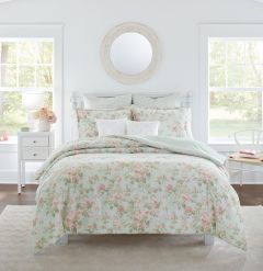 Laura Ashley Madelynn Printed Quilt Cover Set in Duck Egg