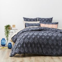 Park Avenue Medallion cotton Tufted Quilt Cover Set Blue