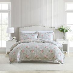 Laura Ashley Melany Printed Quilt Cover Set Pink/Grey
