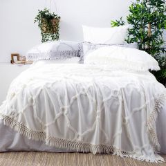 Renee Taylor Moroccan 100% Cotton Chenille Vintage washed Tufted Bed Cover set Queen/ King Bright