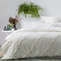 Renee Taylor Moroccan 100% Cotton Chenille Tufted Quilt Cover Blanc Queen