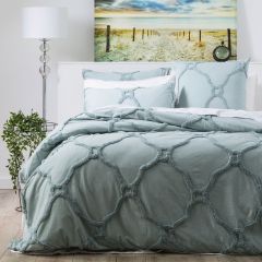 Renee Taylor Moroccan 100% Cotton Chenille Tufted Quilt Cover Mineral Queen