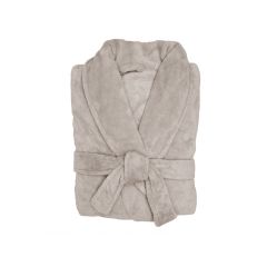 Bambury Microplush Super Soft Unisex Bathrobe Stone-Small/Medium