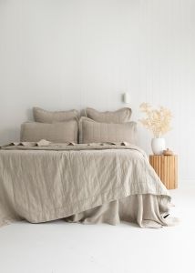 Bambury Luxe Belgian Linen Coverlet-Natural