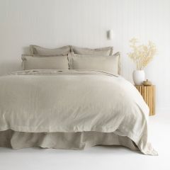 Bambury Luxe Belgian Linen Tailored Quilt Cover Set-Natural