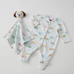 Jiggle & Giggle Trucking Along Romper and Comforter