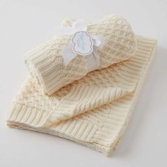 Jiggle & Giggle 100% Cotton Cream Basket Weave Knit Baby Blanket