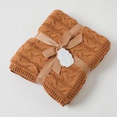 Aurora Cable Knit Baby Blanket - Biscuit/Cream