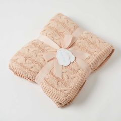 Jiggle & Giggle Aurora Cable Knit Sherpa Baby Blanket-Pink