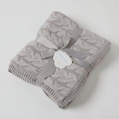 Jiggle & Giggle Aurora Cable Knit Sherpa Baby Blanket-Silver/Cream