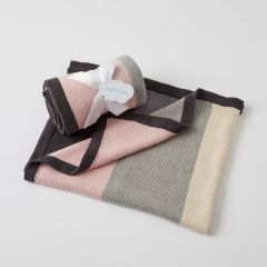 Jiggle & Giggle 100% Cotton Pink Block Stripe Knit Baby Blanket