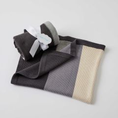 Jiggle & Giggle 100% Cotton Natural Block Stripe Knit Baby Blanket