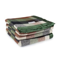 Onkaparinga Australian Wool Check Blanket Olive Queen/King