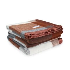 Onkaparinga Australian Wool Check Blanket Terracotta Queen/King