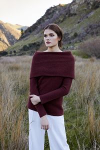 McDonald Possum Merino Womens Origami Neck Sweater Bronze