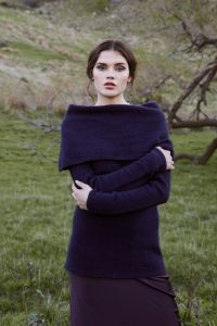 McDonald Possum Merino Womens Origami Neck Sweater Plum