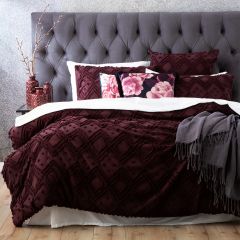 Park Avenue Medallion cotton Vintage washed Tufted Quilt Cover Set Plum