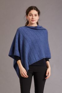 McDonald Possum Merino Womens Poncho With Garter Detail-Orchid