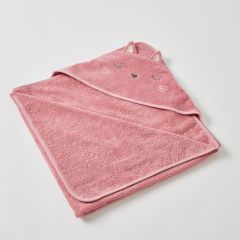 Nordic Kids Fleur Cat 100% Cotton Hooded Baby Bath Towel Soft Pink